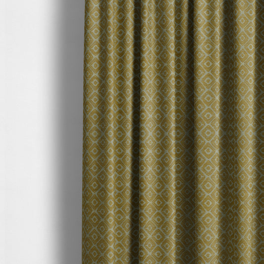 Geometric Tribal Theme Pattern Soft Chenille Yellow Coloured Upholstery Fabric JO-1397 - Made To Measure Curtains