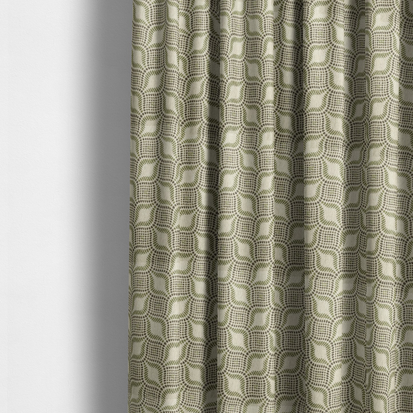 Geometric Green Brown Eye Pattern Chenille Upholstery Fabric JO-14 - Made To Measure Curtains