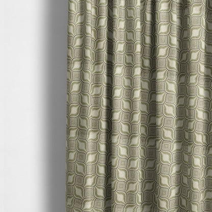 Geometric Green Brown Eye Pattern Chenille Upholstery Fabric JO-14 - Made To Measure Curtains