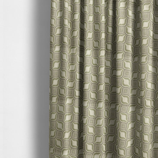 Geometric Green Brown Eye Pattern Chenille Upholstery Fabric JO-14 - Made To Measure Curtains