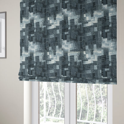 Sewing Motif Abstract Pattern Soft Chenille Blue Colour Chenille Upholstery Fabric JO-1403 - Roman Blinds