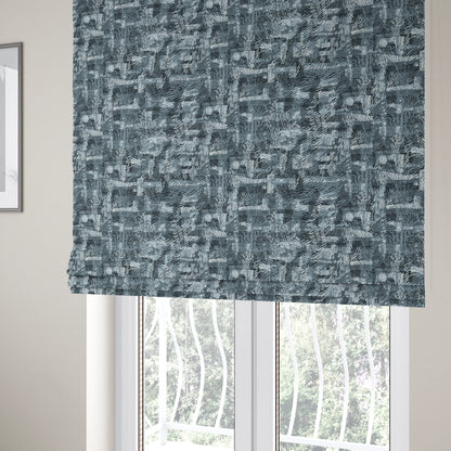 Abstract Pattern Soft Chenille Blue Colour Chenille Upholstery Fabric JO-1404 - Roman Blinds