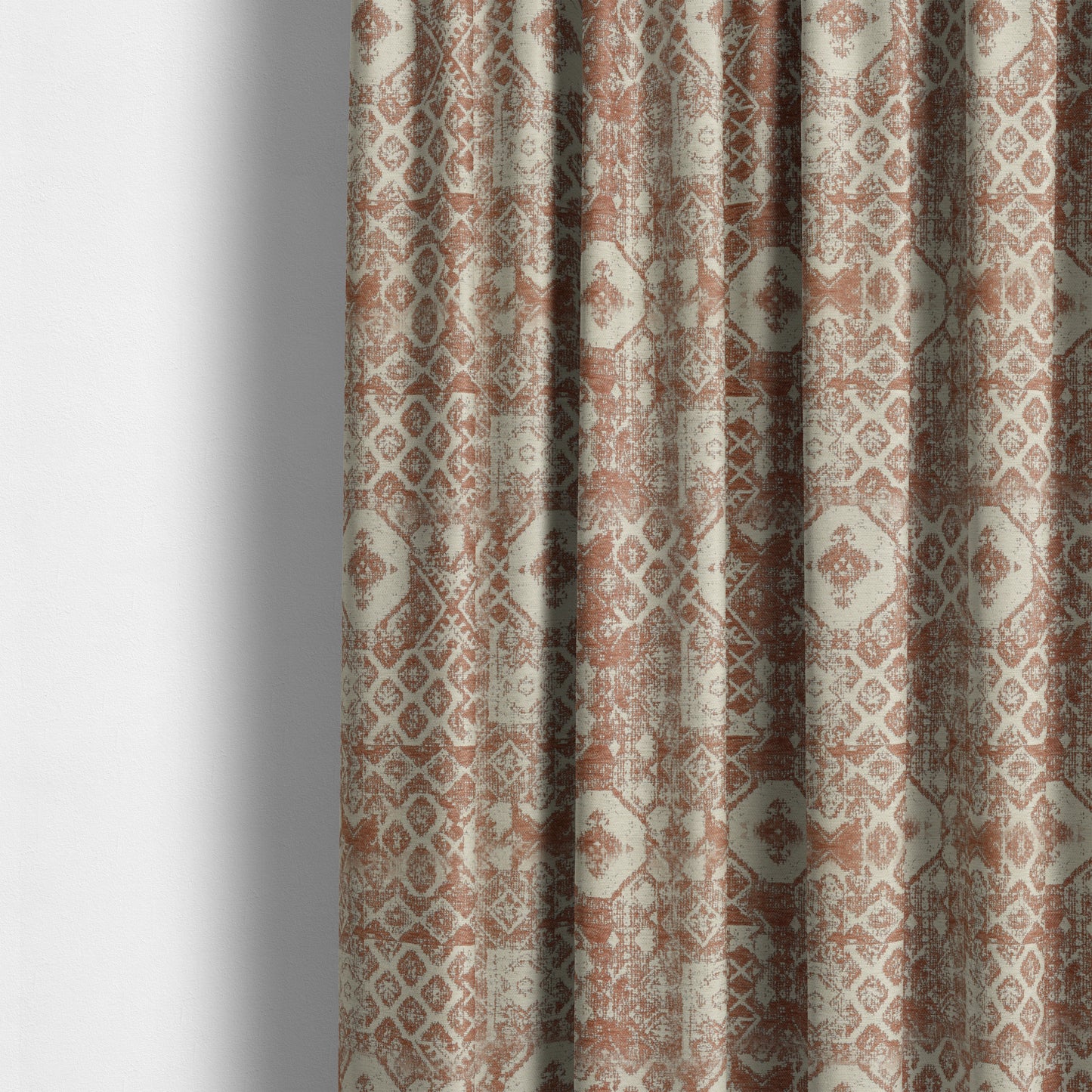 Orange Beige Colour Patchwork Theme Pattern Soft Furnishing Upholstery Fabric JO-1405 - Made To Measure Curtains