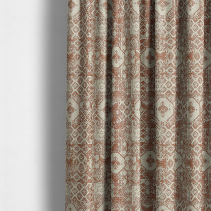 Orange Beige Colour Patchwork Theme Pattern Soft Furnishing Upholstery Fabric JO-1405 - Made To Measure Curtains