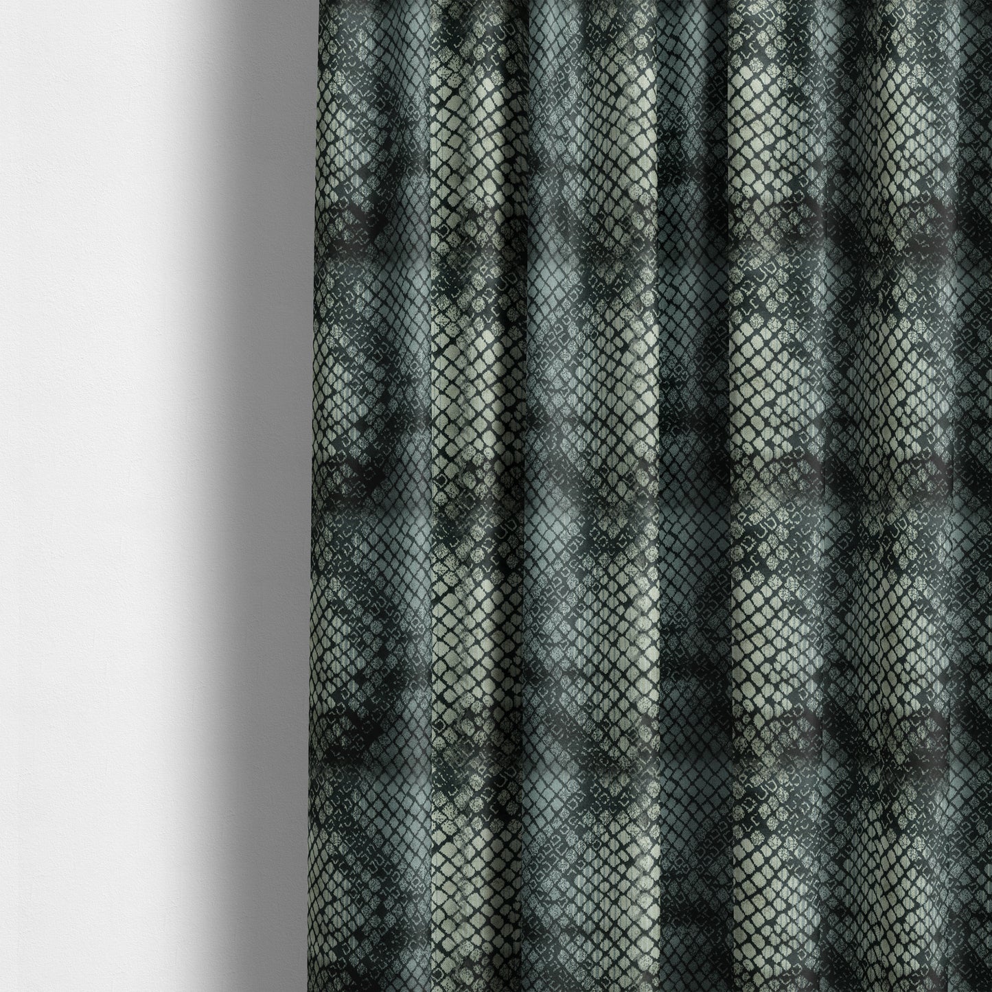 Snake Scales Pattern In Blue Colour Velvet Material Furnishing Upholstery Fabric JO-1407 - Made To Measure Curtains