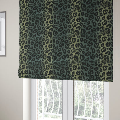 Leopard Spotted Theme Animal Pattern In Blue Colour Velvet Material Furnishing Upholstery Fabric JO-1408 - Roman Blinds