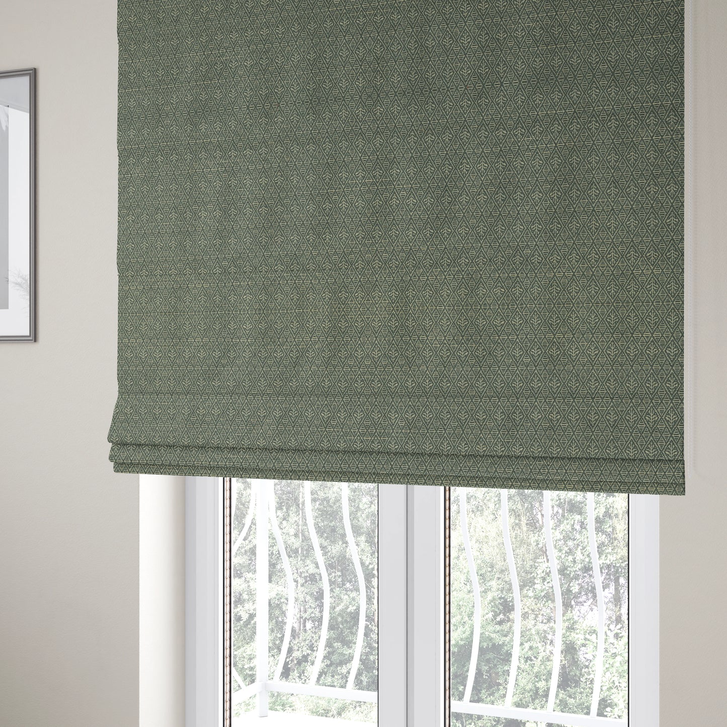 Small Motif Symmetry Geometric Pattern Chenille Grey Colour Chenille Upholstery Fabric JO-1409 - Roman Blinds