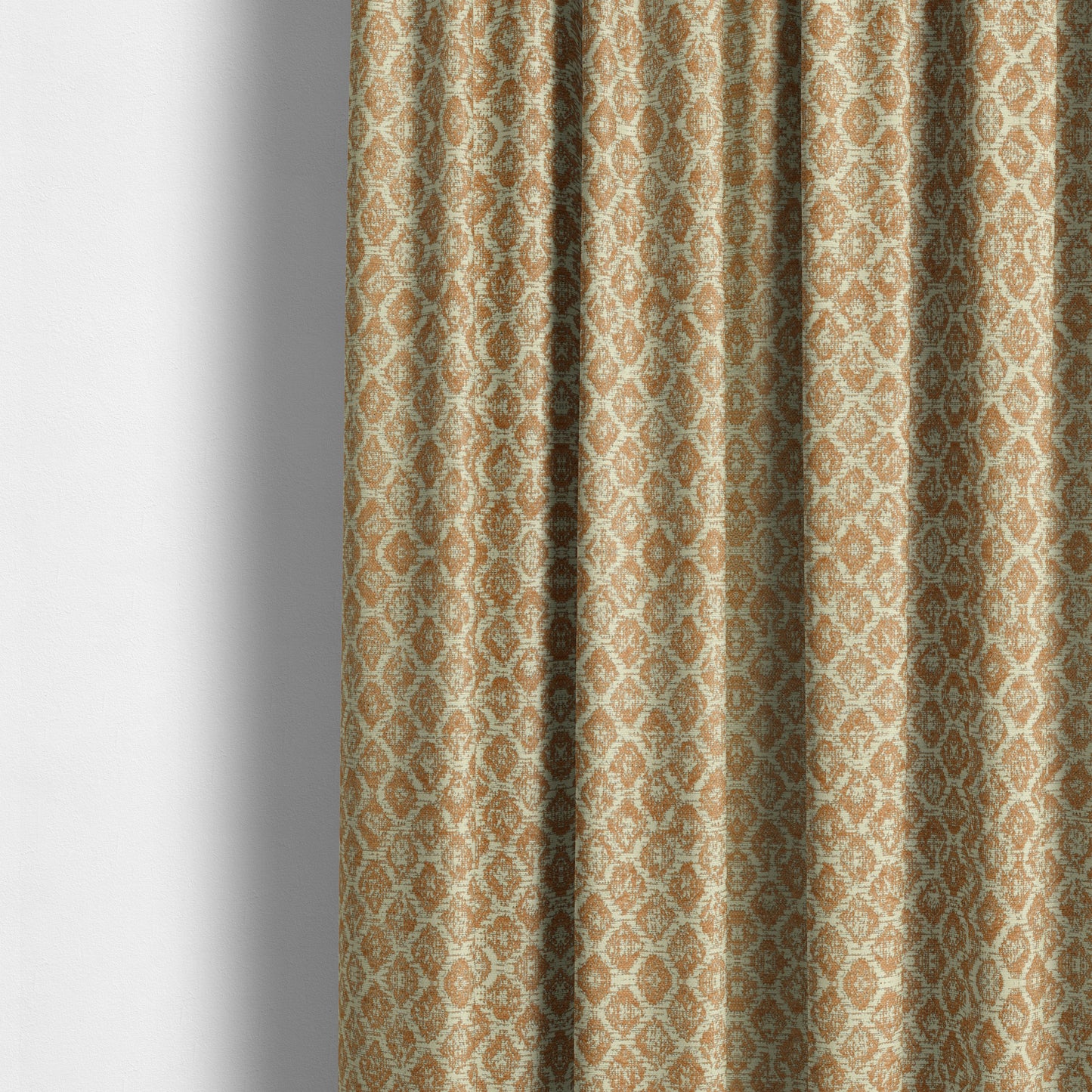 Orange Beige Colour Symmetry Geometric Pattern Soft Furnishing Upholstery Fabric JO-1411 - Made To Measure Curtains