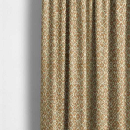 Orange Beige Colour Symmetry Geometric Pattern Soft Furnishing Upholstery Fabric JO-1411 - Made To Measure Curtains