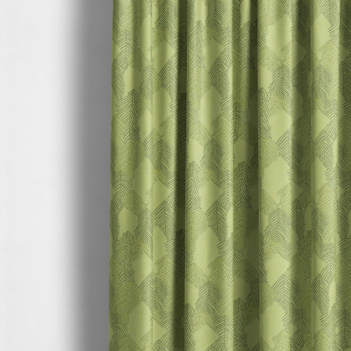 Piccadilly Collection Leaf Floral Pattern Woven Upholstery Green Chenille Fabric JO-142 - Made To Measure Curtains