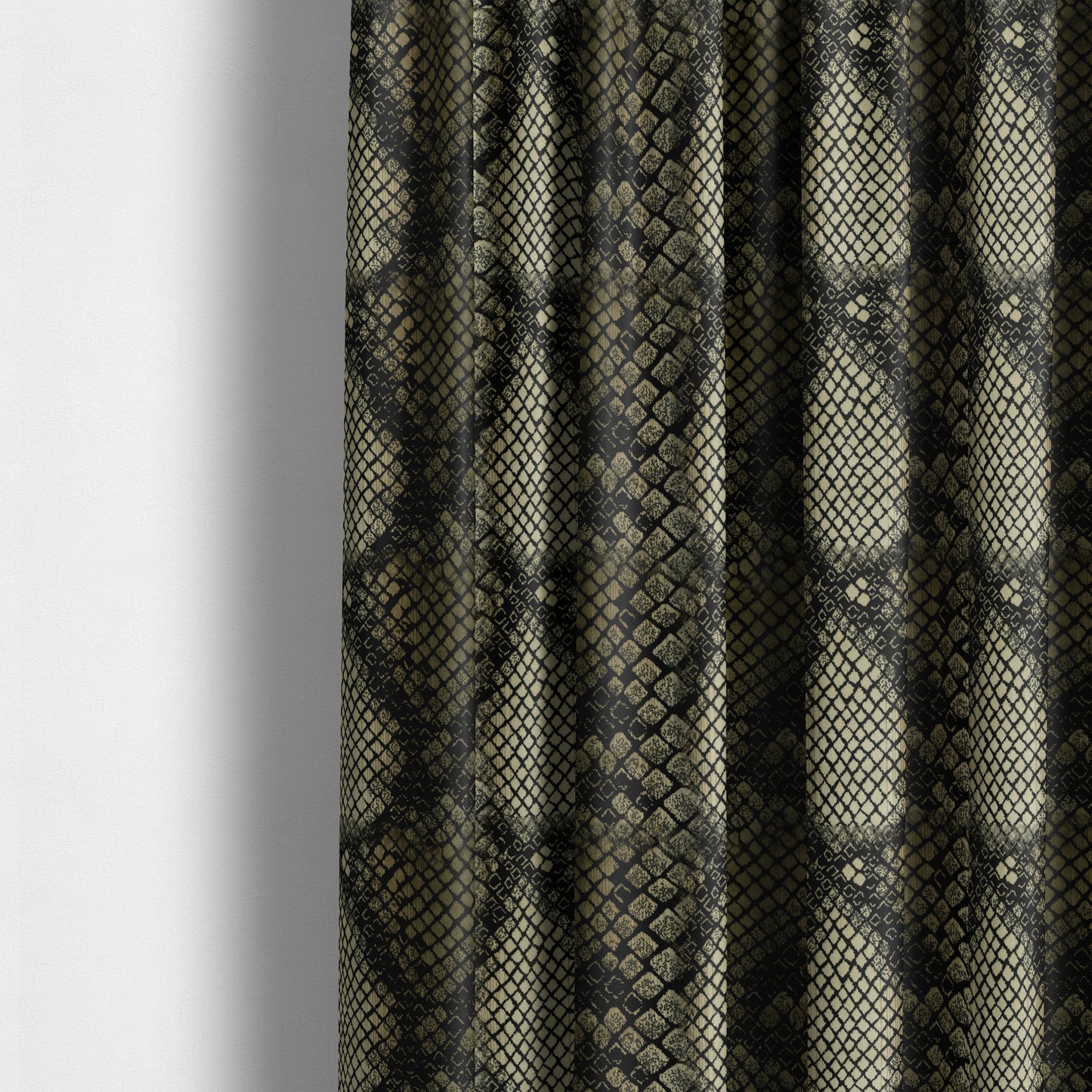 Snake Scales Pattern In Black Gold Colour Velvet Material Furnishing Upholstery Fabric JO-1420 - Made To Measure Curtains