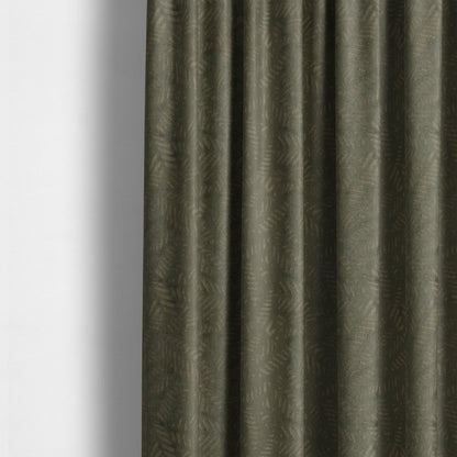 Palm Leaf Jungle Inspired Pattern Brown Coloured Soft Velvet Textured Upholstery Fabric JO-1426 - Made To Measure Curtains