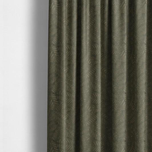 Palm Leaf Jungle Inspired Pattern Brown Coloured Soft Velvet Textured Upholstery Fabric JO-1426 - Made To Measure Curtains