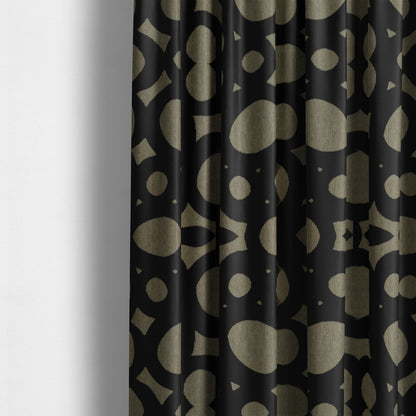 Circular Inspired Pattern Black Coloured Soft Velvet Textured Upholstery Fabric JO-1427 - Made To Measure Curtains