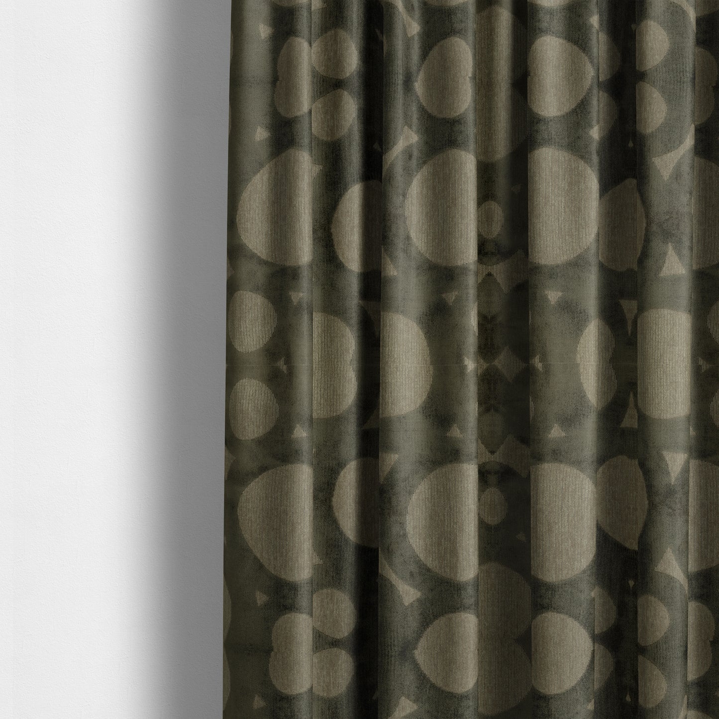 Circular Inspired Pattern Brown Coloured Soft Velvet Textured Upholstery Fabric JO-1428 - Made To Measure Curtains