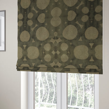 Circular Inspired Pattern Brown Coloured Soft Velvet Textured Upholstery Fabric JO-1428 - Roman Blinds