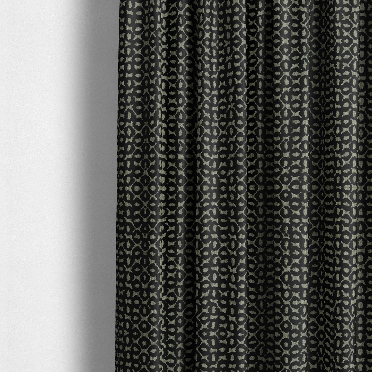 Geometric Small Inspired Pattern Black Coloured Soft Velvet Textured Upholstery Fabric JO-1429 - Made To Measure Curtains