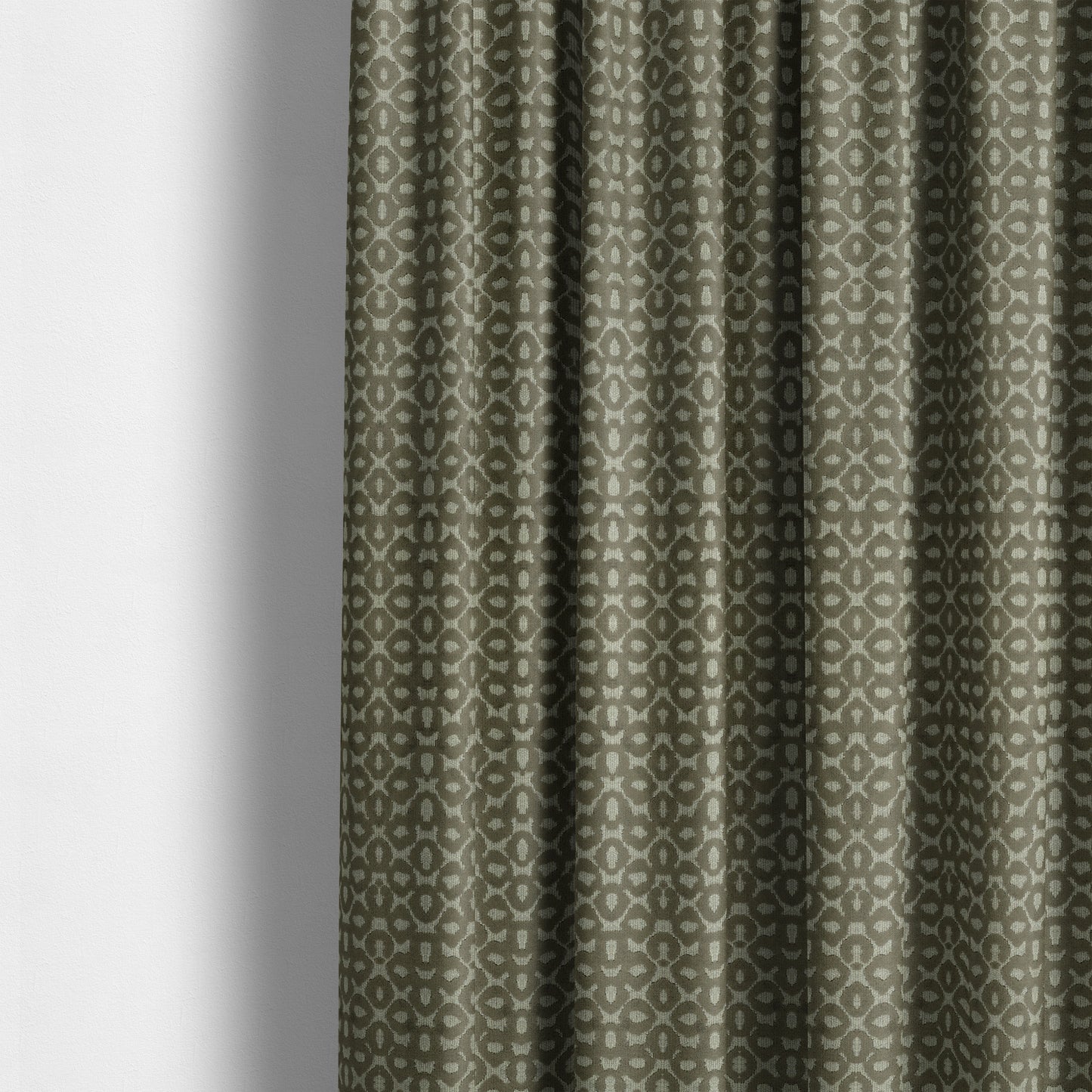 Geometric Small Inspired Pattern Brown Coloured Soft Velvet Textured Upholstery Fabric JO-1430 - Made To Measure Curtains