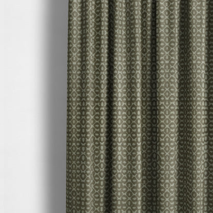 Geometric Small Inspired Pattern Brown Coloured Soft Velvet Textured Upholstery Fabric JO-1430 - Made To Measure Curtains