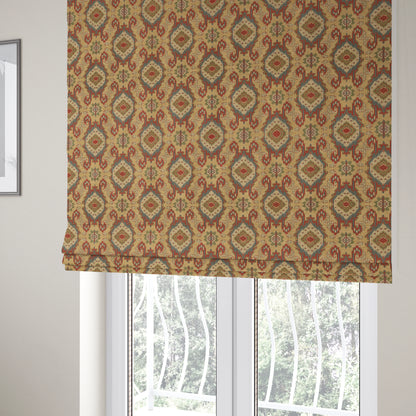 Mazahua Tribal Theme Damask Intricate Pattern Beige Coloured Chenille Fabric JO-1452 - Roman Blinds