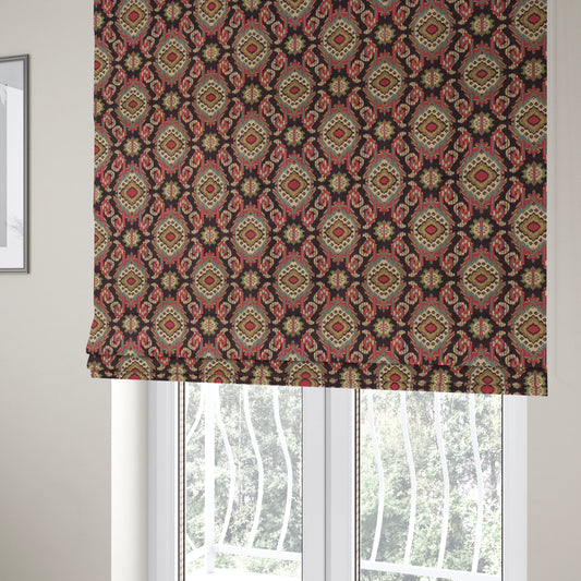 Mazahua Tribal Theme Damask Intricate Pattern Purple Coloured Chenille Fabric JO-1458 - Roman Blinds