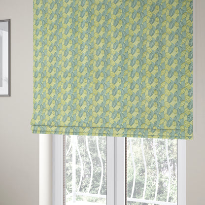 Green Blue Colours Nature Inspired Pattern Soft Chenille Upholstery Fabric JO-149 - Roman Blinds