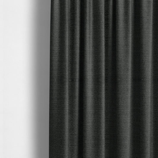 Gloria Plain Textured Chenille Upholstery Fabric In Black Colour JO-152 - Made To Measure Curtains