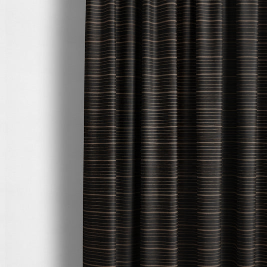 Vegas Brown Shine Effect Striped Pattern Soft Chenille Upholstery Fabric JO-153 - Made To Measure Curtains