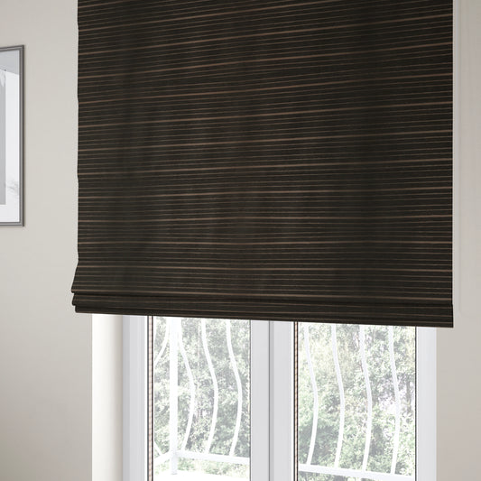 Vegas Brown Shine Effect Striped Pattern Soft Chenille Upholstery Fabric JO-153 - Roman Blinds