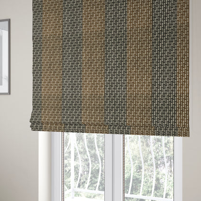 Geometric Blocks Pattern Cream Brown Black Colour Velvet Upholstery Fabric JO-16 - Roman Blinds