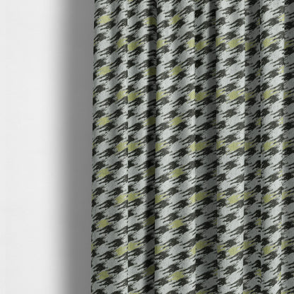 White Green Black Geometric Pattern Upholstery Chenille Fabric JO-170 - Made To Measure Curtains