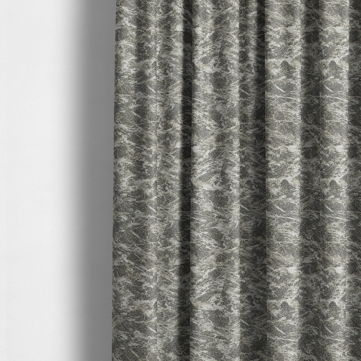 Grey Beige Yorkshire Dales Stone Effect Pattern Soft Chenille Fabric JO-171 - Made To Measure Curtains