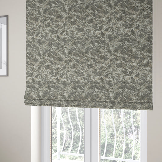 Grey Beige Yorkshire Dales Stone Effect Pattern Soft Chenille Fabric JO-171 - Roman Blinds