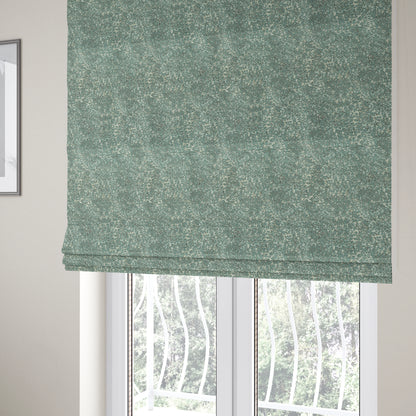 Teal Beige Camouflage Effect Pattern Soft Chenille Fabric JO-172 - Roman Blinds