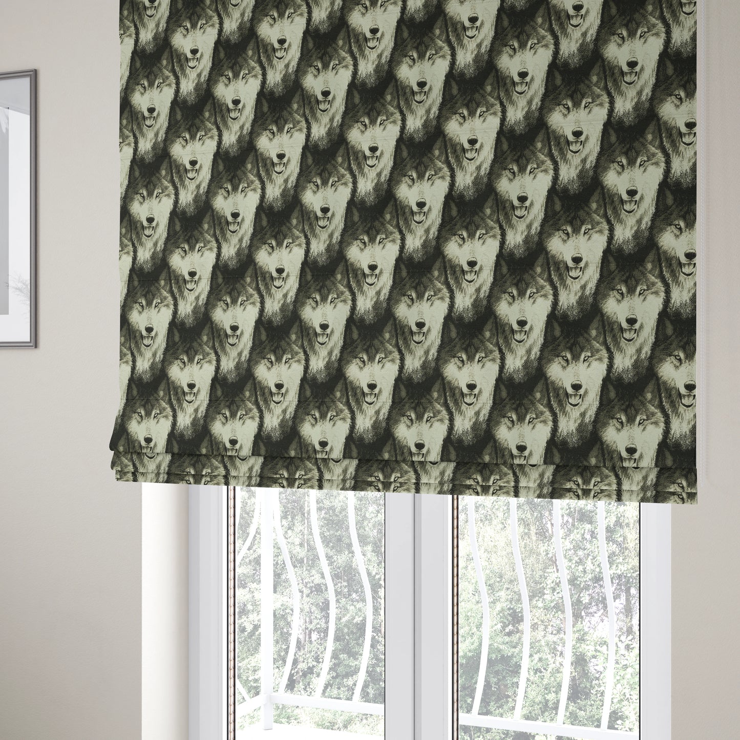 Wolf Pack Animal Pattern Inspired Furnishing Quality Fabric JO-174 - Roman Blinds