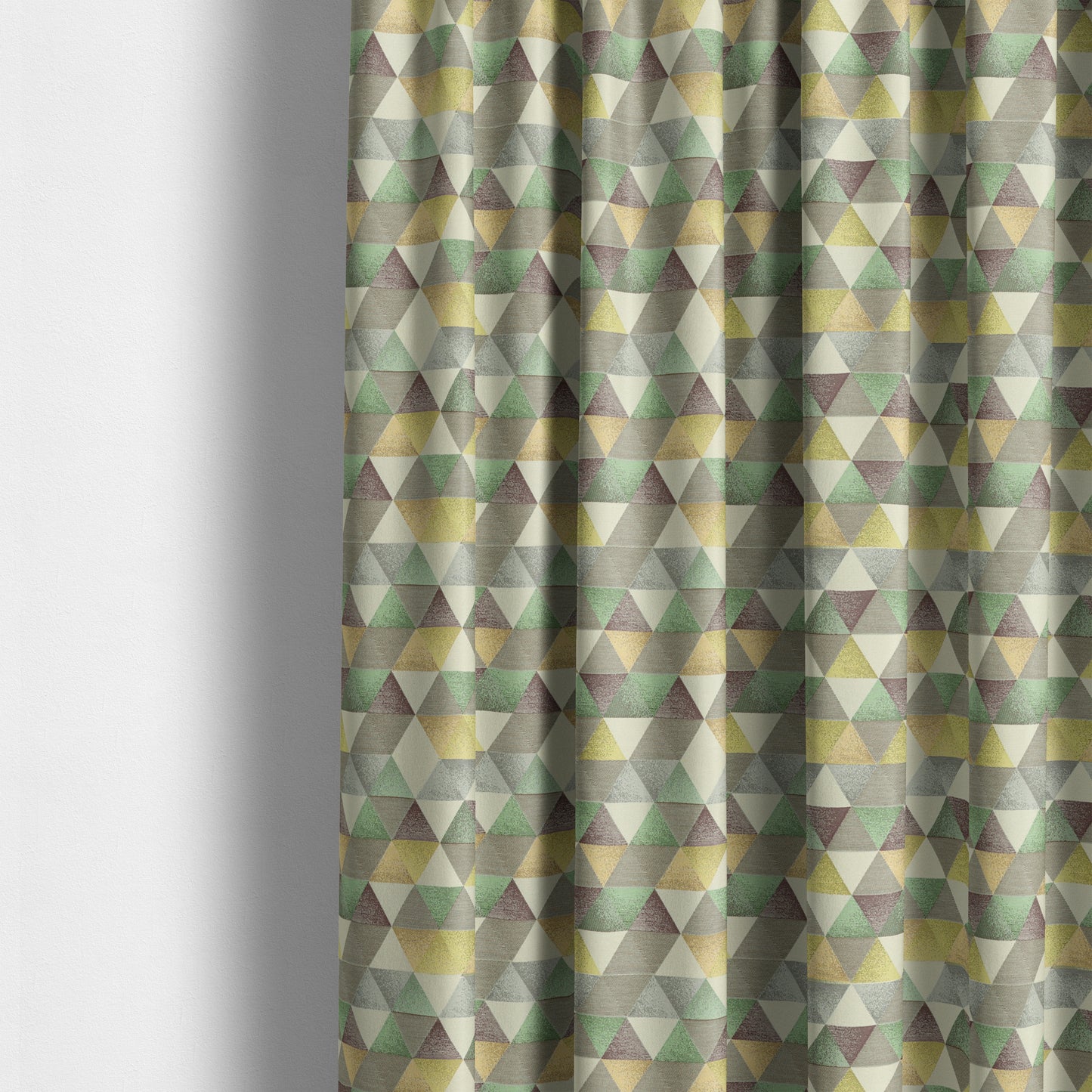 Le Triangle Collection Soft Feel Geometric Diamond Pattern Green Limes Chenille Upholstery Fabric JO-176 - Made To Measure Curtains