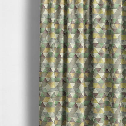 Le Triangle Collection Soft Feel Geometric Diamond Pattern Green Limes Chenille Upholstery Fabric JO-176 - Made To Measure Curtains