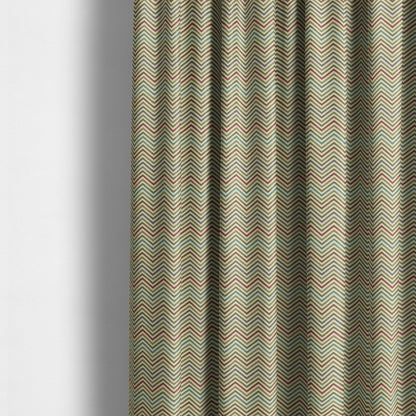 Multi Coloured Chevron Striped Soft Chenille Fabric JO-183 - Made To Measure Curtains