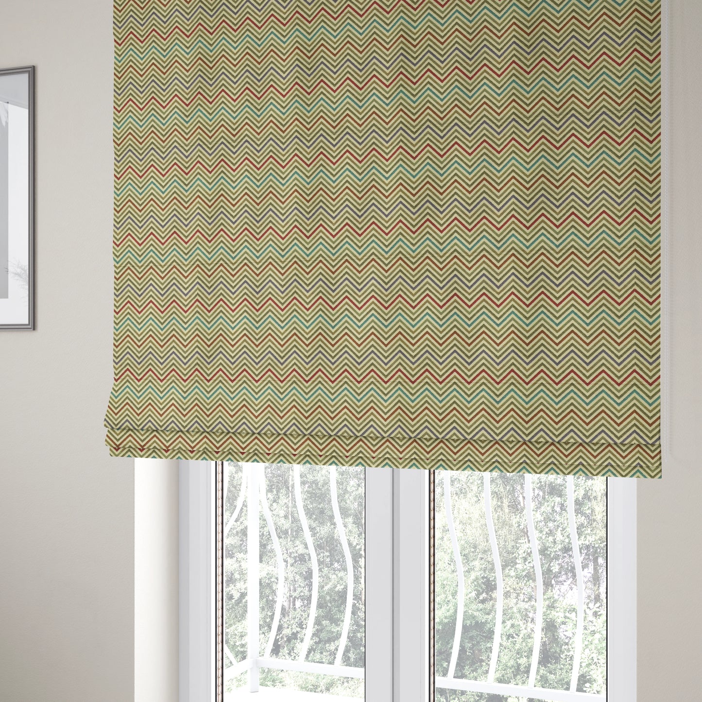 Multi Coloured Chevron Striped Soft Chenille Fabric JO-183 - Roman Blinds