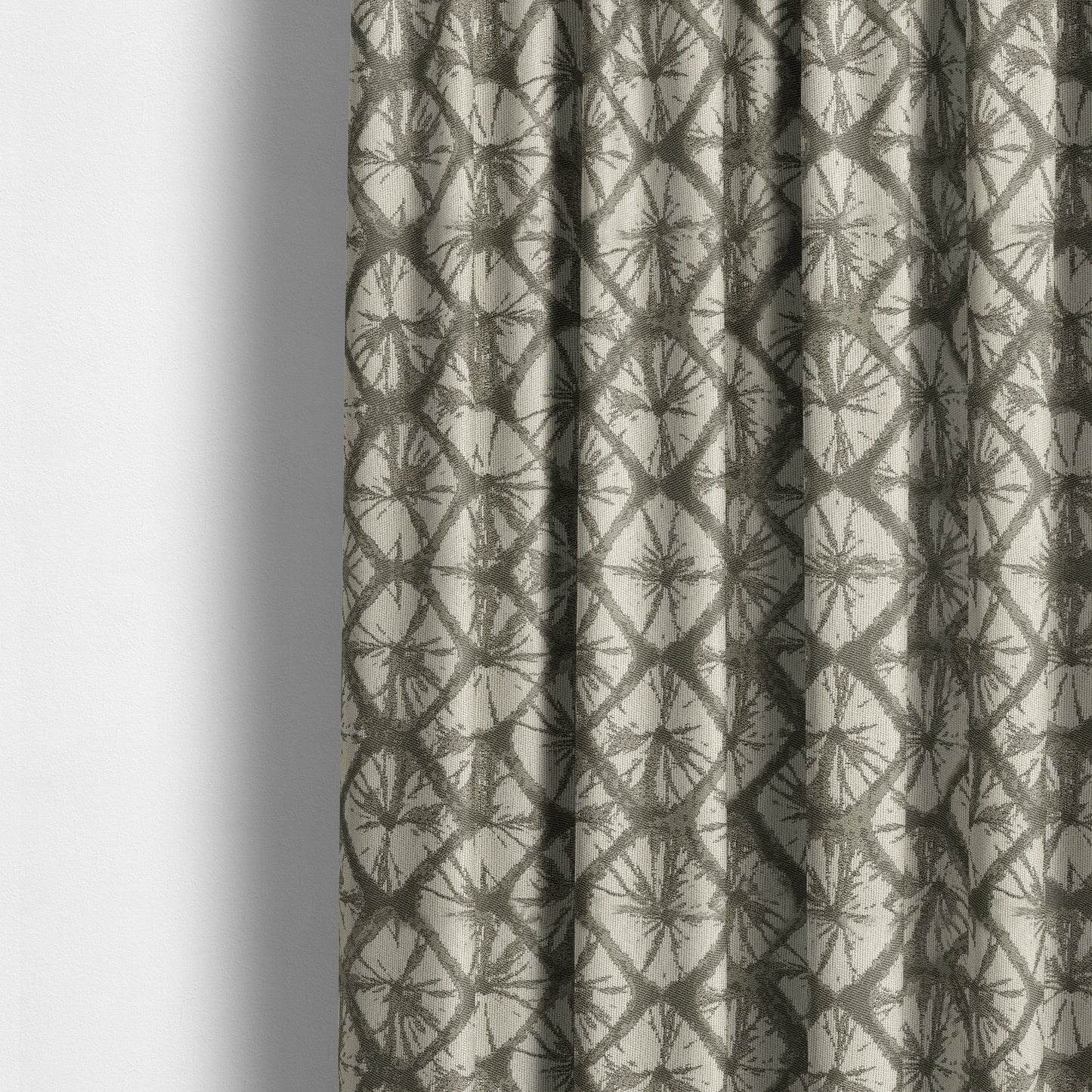 Geometric Stone Design Cream Grey Colour Chenille Upholstery Fabric JO-19 - Made To Measure Curtains