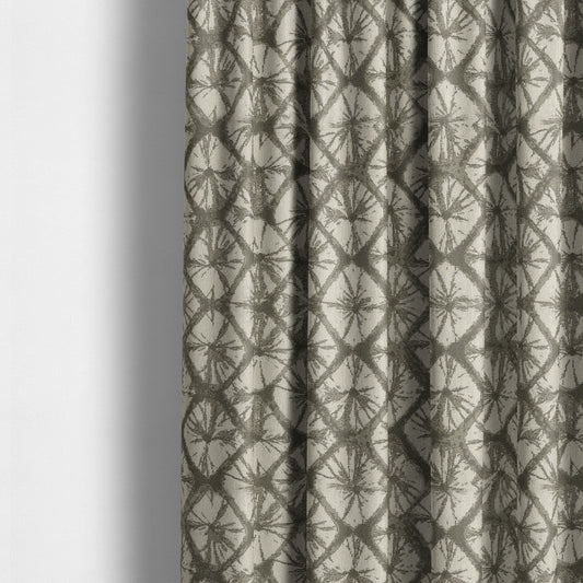 Geometric Stone Design Cream Grey Colour Chenille Upholstery Fabric JO-19 - Made To Measure Curtains