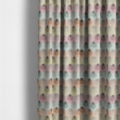 Carnival Living Fabric Collection Multi Colour Faded Hexagon Shape Pattern Upholstery Curtains Fabric JO-193 - Made To Measure Curtains