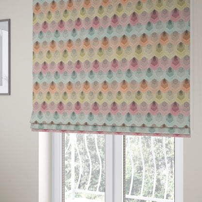 Carnival Living Fabric Collection Multi Colour Faded Hexagon Shape Pattern Upholstery Curtains Fabric JO-193 - Roman Blinds