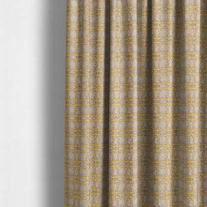 Renieri Fabric Collection Yellow Medallion Inspired Geometric Pattern Soft Chenille Upholstery Fabric JO-203 - Made To Measure Curtains