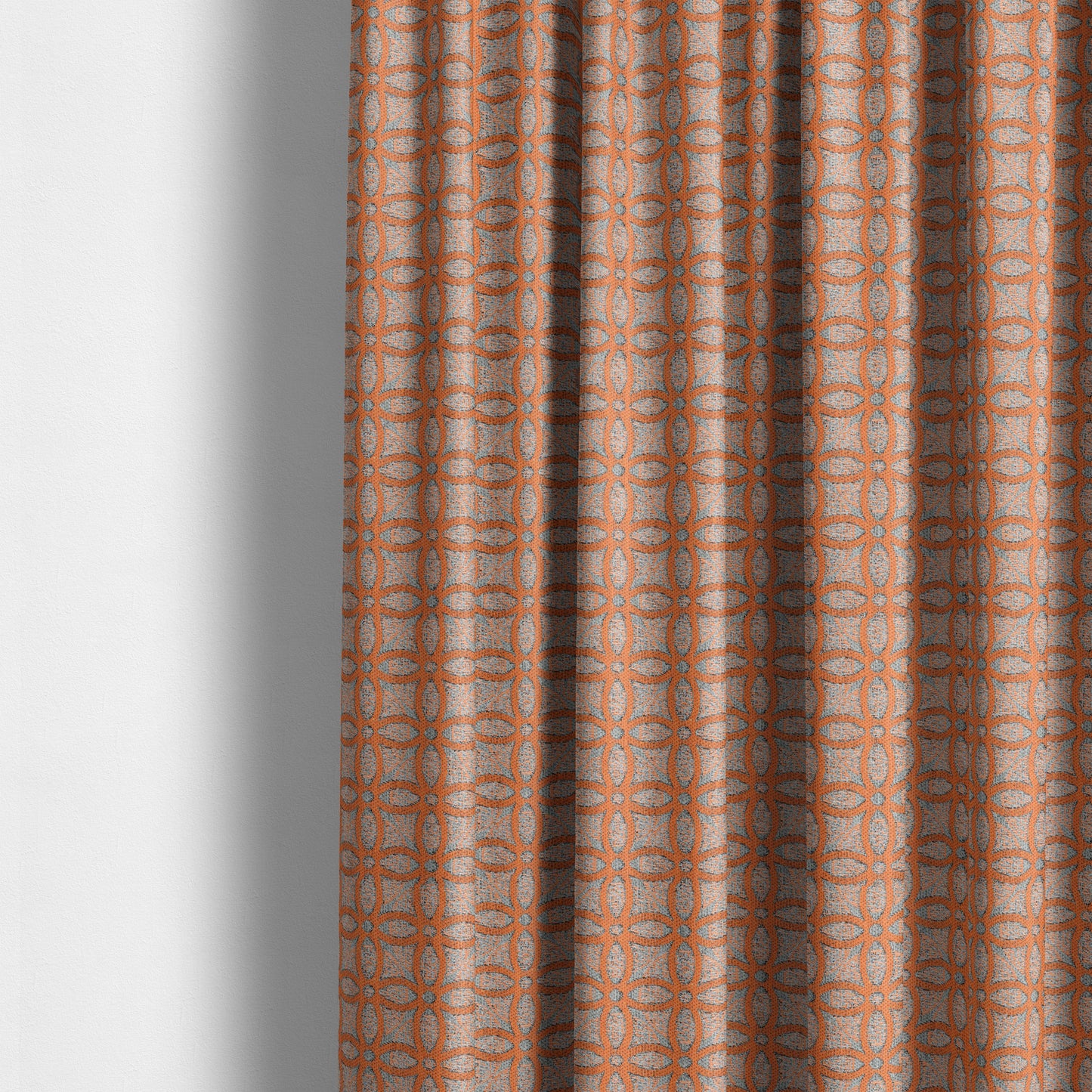 Renieri Fabric Collection Orange Medallion Inspired Geometric Pattern Soft Chenille Upholstery Fabric JO-204 - Made To Measure Curtains