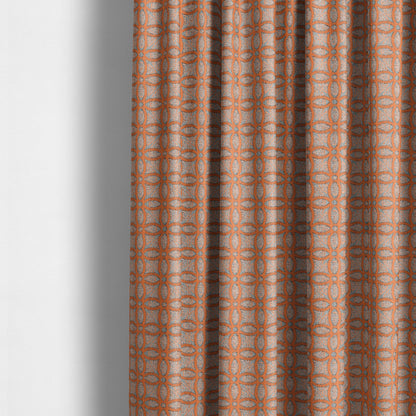 Renieri Fabric Collection Orange Medallion Inspired Geometric Pattern Soft Chenille Upholstery Fabric JO-204 - Made To Measure Curtains