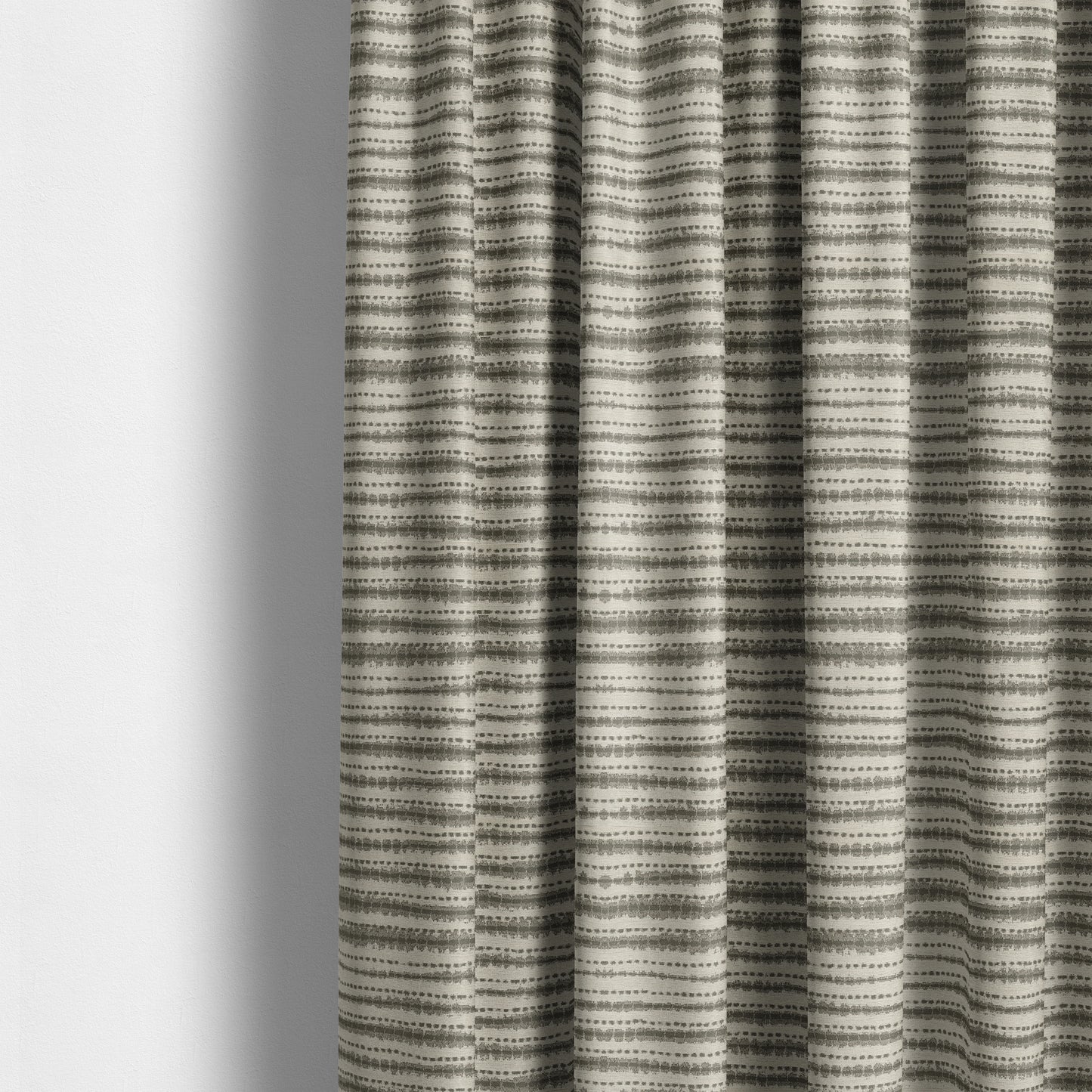 Designer Striped Pattern Cream Grey Colour Chenille Upholstery Fabric JO-21 - Made To Measure Curtains