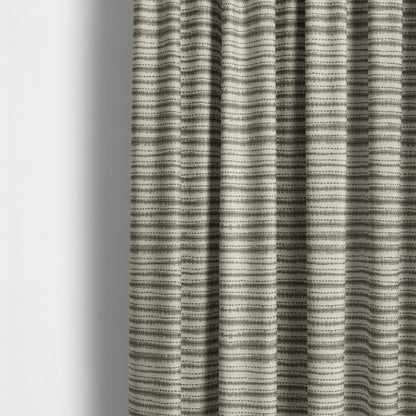 Designer Striped Pattern Cream Grey Colour Chenille Upholstery Fabric JO-21 - Made To Measure Curtains