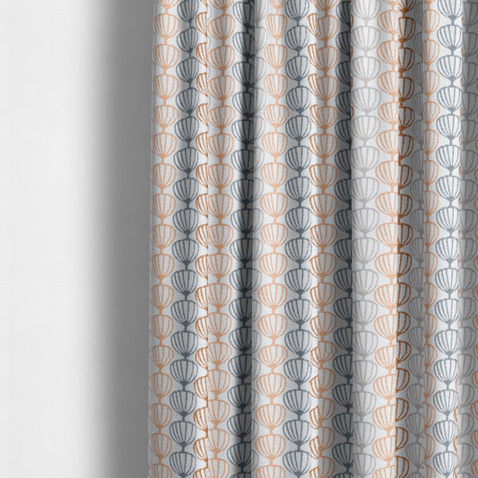 Orange Grey White Geometric Balloon Pattern Soft Chenille Upholstery Fabric JO-214 - Made To Measure Curtains