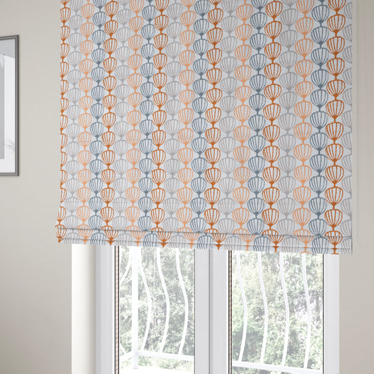 Orange Grey White Geometric Balloon Pattern Soft Chenille Upholstery Fabric JO-214 - Roman Blinds